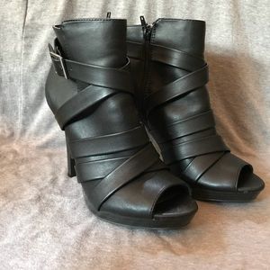 Black peep toe boots